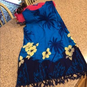 Floral Swim Beach Cover Up Dress Tropical Looking Small With FLAWS Floral